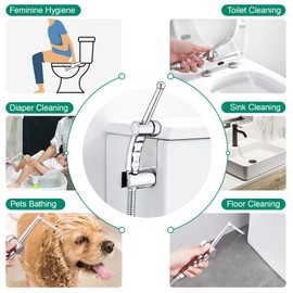 CREA Hand Held Bidet Sprayer Attachment, Adjustable Jet Toilet Bidet with Hose for Feminine Wash, Cloth Diaper Sprayer Set, Stainless Steel Chrome