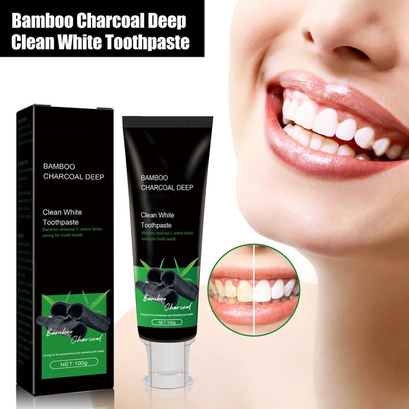 Dyceittdia Bamboo Charcoal Toothpaste, Bamboo Charcoal Deep Teeth Whitening Toothpaste
