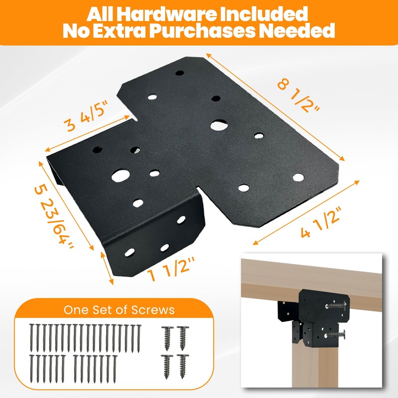 EONECROSS 2 Set Heavy Duty Steel T-Shaped Post to Beam