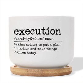 DecStic Execution Definition Ceramic Planters Bible Verse Planters for Outdoor Plants with Drainage Holes and Saucers Pot for Home Office Desk Garden