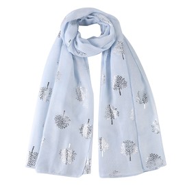 London Scarfs Glitter Mulberry Trees Scarf Women Foil Printed Tree Fashion Ladies Wrap (Baby Blue)