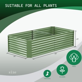 FRIZIONE 6FT(L)×3FT(W)×2FT(H) Raised Garden Bed Outdoor for Flower, Garden Planter Box for Vegetable, Raised Garden Beds for Herb, Succulent, Light Green