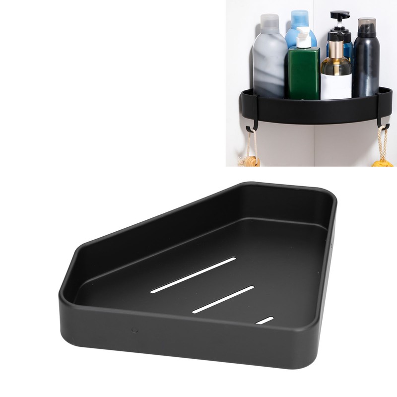 Black Corner Shower Caddy Aluminium Alloy for Bathroom Toilet Kitchen