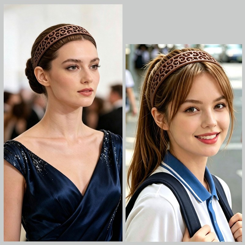 Springtime 6 Pack Hollow Cutout Headbands for Women Wide Plastic