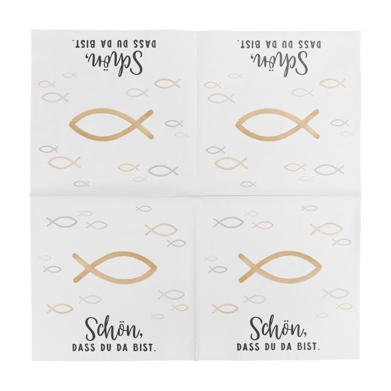 HEKU 100 napkins, 3-ply, 33 x 33 cm, fish, absorbent