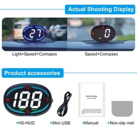 Dpaaoyer HUD GPS Speedometer Universal Car Heads-Up Display 2.7inch Speed Meter with Compass over Speed Alarm for All Vehicle