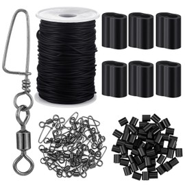 Otoolling Decoy Crimp Swivel Snap PVC Decoy Cord Line Set, 60 Pcs Black Aluminum Crimps for Duck Goose 30 Pcs Snap Swivels Ball Bearing Fishing Swivels for Freshwater Fishing Hunting Trap