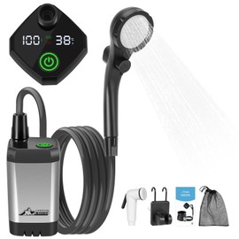 WADEO Portable Shower for Camping, 6000mAh Outdoor Electric Shower Rechargeable Pump with Intelligent Digital Display, Camping Shower Head Nozzle for Camping, Hiking, Traveling, Washing