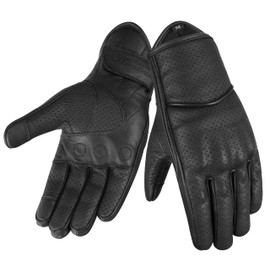 The AMA LOOK Leather Motorbike Gloves Men Women, Touchscreen Breathable Summer Motorcycle Gloves Riding Racing Gloves (Black, S)