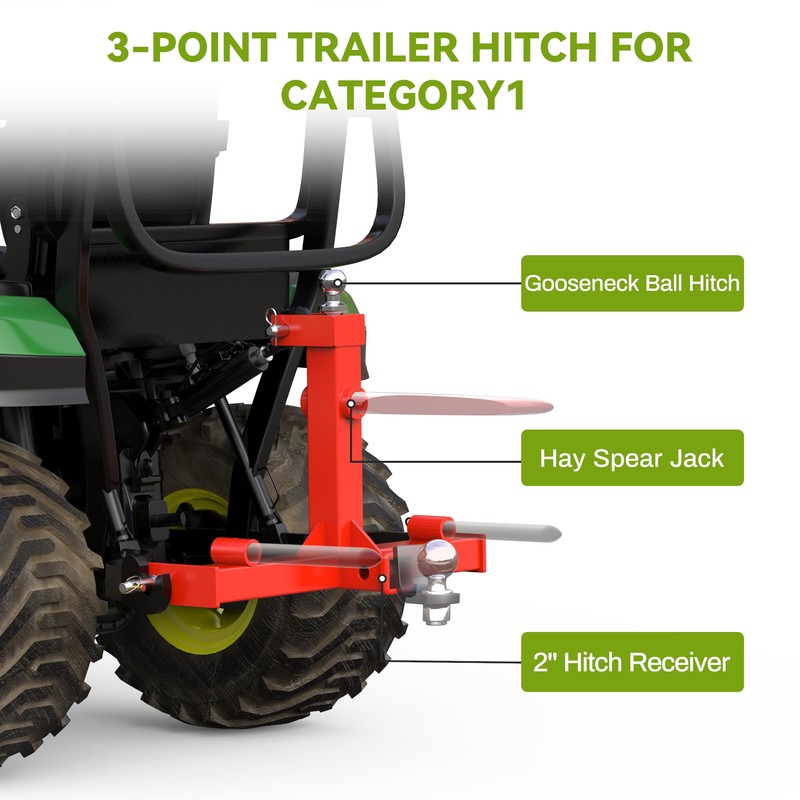 AUTOSAVER88 Heavy-Duty 3 Point Hitch Receiver,3000lbs 3 Point Trailer Hitch