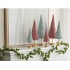 Sage Pedestal Velvet Trees Set of 3, Spring Mantel decor,