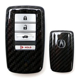 iJDMTOY Real/Genuine Gloss Black Carbon Fiber Key Fob Shell Cover, Compatible with Acura ILX RLX TLX RDX MDX Keyless Smart Key