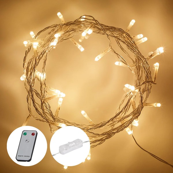 Lights4fun Indoor Fairy Lights with 50 Warm White LEDs on