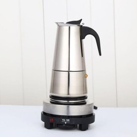 AOOCHU Espresso Coffer Maker Stainless Steel Moka Coffee Pot With Electric Stove Stovetop Expresso Percolator Easy To Clean Italian Cooker Induction Portable Cafeteria Classic Cafe Silver (4 cup)