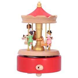 Wooden Music Box Musical Box Rotating Horse Shaped Wood Crafts Valentine's Day Gift Home Decor