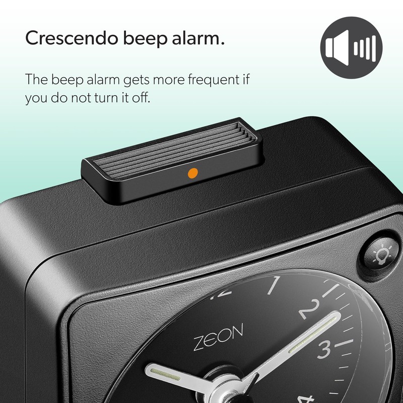 ZEON Travel Analogue Alarm Clock with Light and Snooze Function,