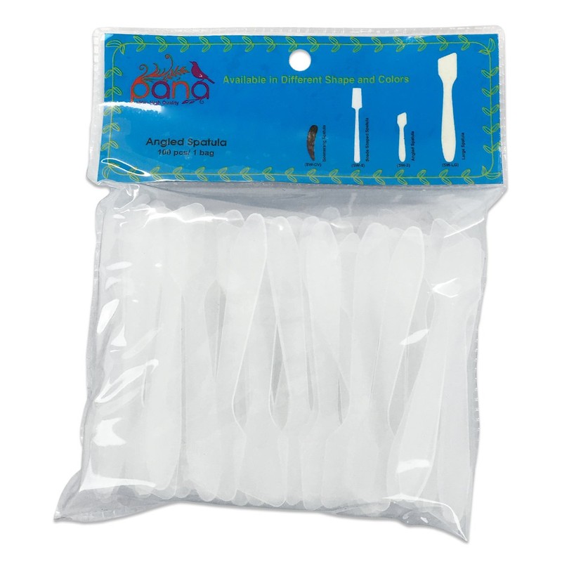 PANA USA 100 Pieces Disposable Makeup Frosted Tip Angled Spatula