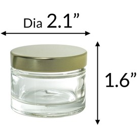 Clear Glass 1 oz 30 ml Heavy Wall Balm Jars with Gold Metal Foam Lined Lids (6 Pack) + Spatulas