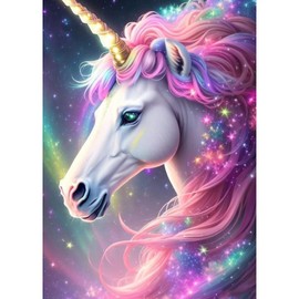 QENSPE 5D Diamond Painting Unicorn Diamond Painting Pictures DIY Full Round Diamond Art Set Adults Unicorn Diamond Art Painting Embroidery Set Cross Stitch Pictures Home Wall Decor 30 x 40 cm