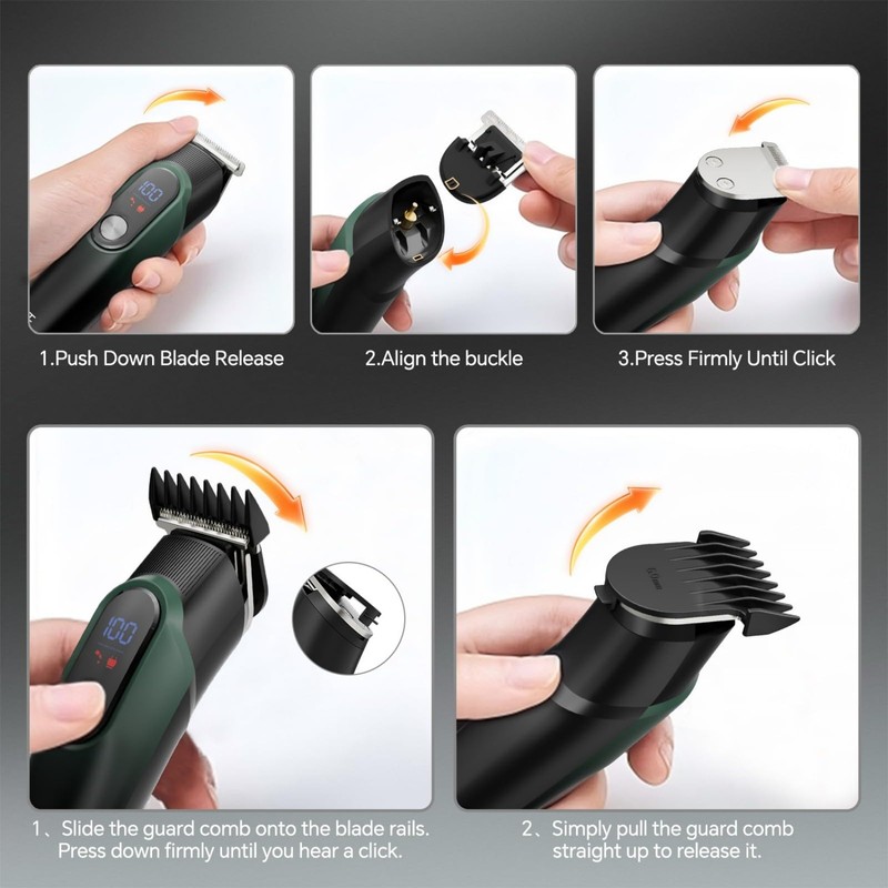 5-in-1 Beard Trimmer for Men, Hair Clippers Grooming Kit, Cyan