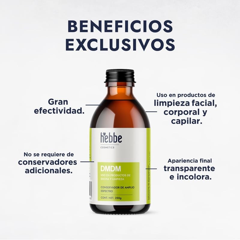 Hebbe - Conservador DMDM, Protección Antimicrobiana para Cosméticos, 250 g