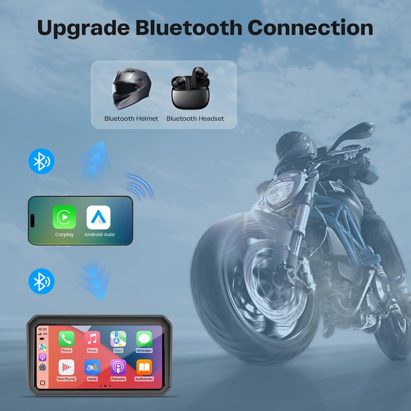 WonVon 6.25 Inch Wireless Motorcycle Carplay GPS Navigation System with