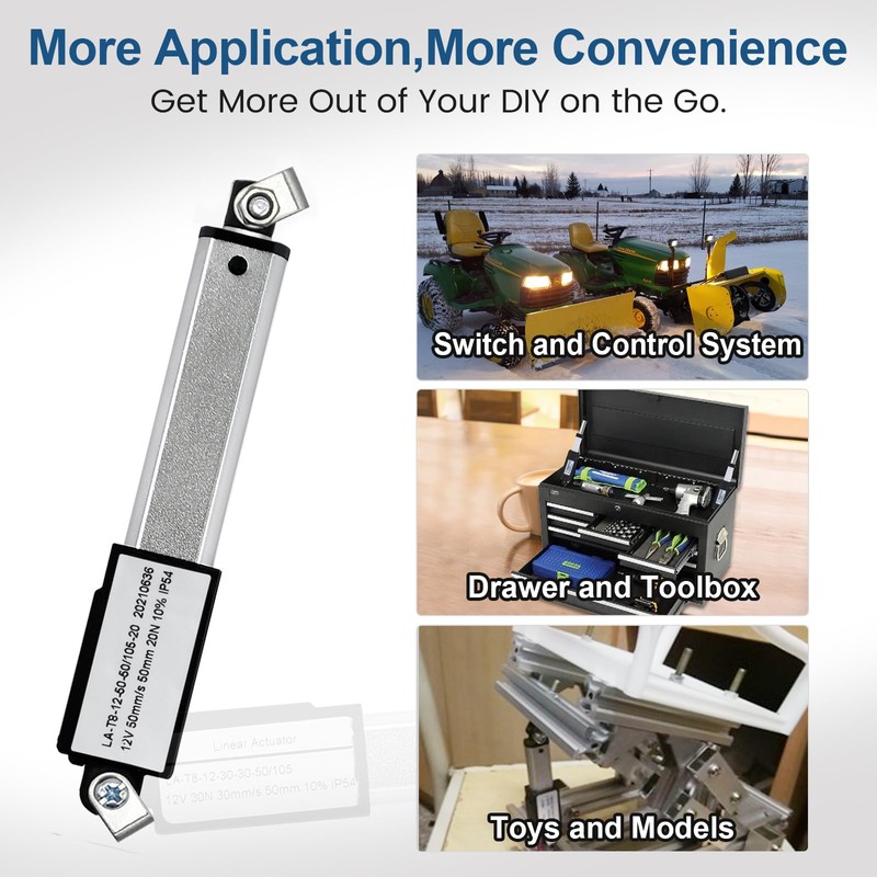 DC HOUSE Mini Electric Linear Actuator Stroke 0.8"–Force 4.5 lbs–12V