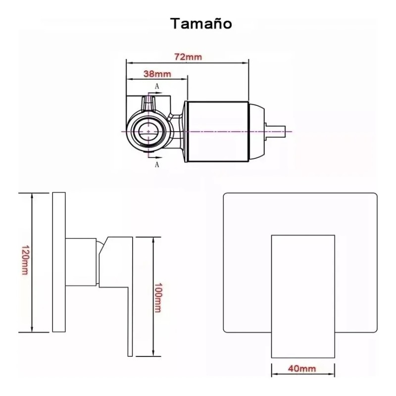 Regadera Latón Cromado Mezcladora De Baño/llave Monomando P Plateado