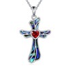 AINFQY Cross Necklace for Women 925 Sterling Silver Red Heart