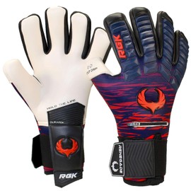 Renegade GK Eclipse Tremor Professional Goalie Gloves with Pro-Tek Fingersaves Black| Blue & Red Soccer Goalkeeper Gloves (Size 10, Adult, Negative Cut, Level 5)