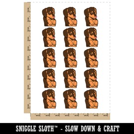 Sleeping Pocket Dachshund Puppy Dog Temporary Tattoo Water Resistant Fake Body Art Set Collection - 15 2" Tattoos (1 Sheet)
