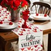 GPGHE Valentines Day Table Runner Love Heart Hello Valentine Decorations