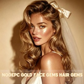 nooepc NOOEPC - Gemas doradas para el rostro, purpurina para el rostro, pegatinas con gemas estéreo brillantes para el cuerpo, accesorios para rave, pegatinas de diamantes de imitación para el rostr