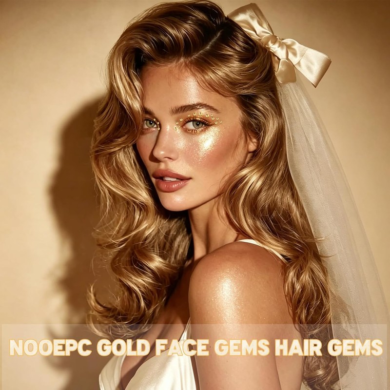 nooepc NOOEPC - Gemas doradas para el rostro, purpurina para