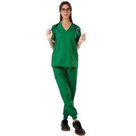 SUNME Women's Scrub Top with Classic V-Neck & Yoga Jogger Pants Medical Nursing Uniform Set