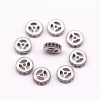 Unbranded Silver Plated Micro Pave Black Zircon Flat Wheel Charm