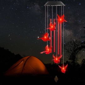 Cardinal Wind Chimes, Red Cardinal Bird Solar Windchimes Outdoor, Red Bird Garden Decor, Sympathy Wind Chimes,Memorial Gift,Mothers Day for Grandma,Sister Gifts for Women,Friend Birthday Gift