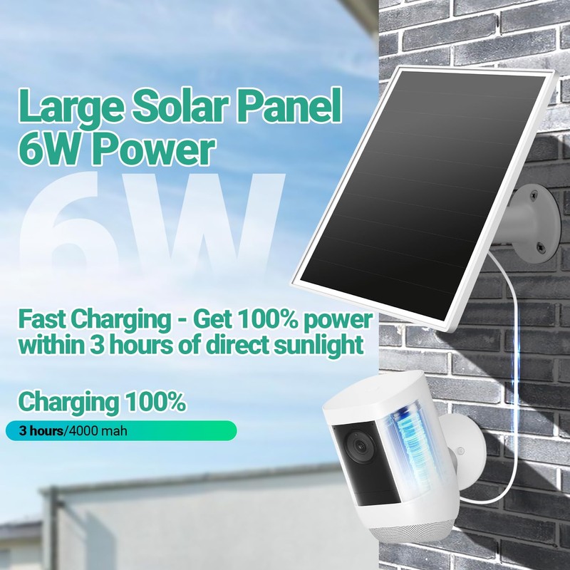 VERVERAY 2 Pack 6W Solar Panel for Ring Camera Outdoor