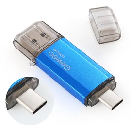 USB Stick 32 GB, 2 in 1 OTG Memory Stick 32 GB USB 2.0 Pen Drive Memory Stick Type C USB Stick 32 GB for Smartphones, Computer, Laptop, etc. (Blue)