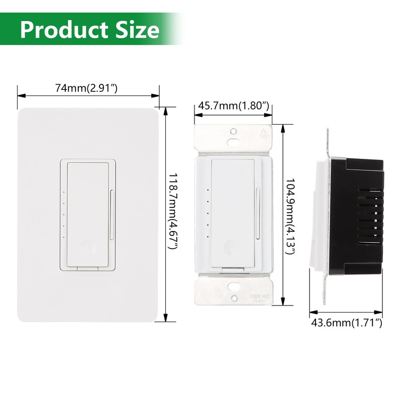 Wengart (BAK012C) Dimmer Switch for LED/CFL Lights, Single Pole or