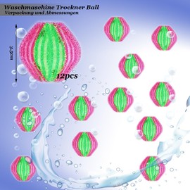 LEWBDF 12 Stücke Tierhaarentferner Waschmaschine, Fusselbälle Waschmaschine, Wiederverwendbar Fusselball Haarfänger, Waschmaschine haarfänger Entfernt Tierhaare,Fusseln & Flusen
