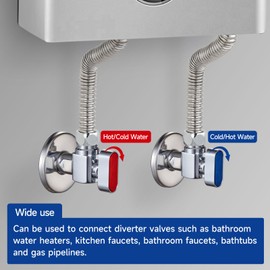 SUBMARINE Angle Stop Valve, Brass Material, 1/2'' Inlet and Outlet Caliber, 1/4 Turn Shut Off Valve, With 3/8'' Adapter, Hot and Cold Water, Suitable for Bathroom and Pipeline