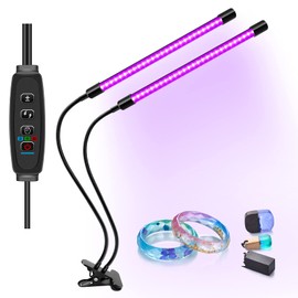 UV Black Light, 3 9 12H Timer, 10 Dimmable Levels, Dual Head 54LEDs, 395-405nm LED Lamp for Glow in The Dark, Stage Lighting, Aquarium, Body Paint, Fluorescent Poster, Cure 3D Printer Resin