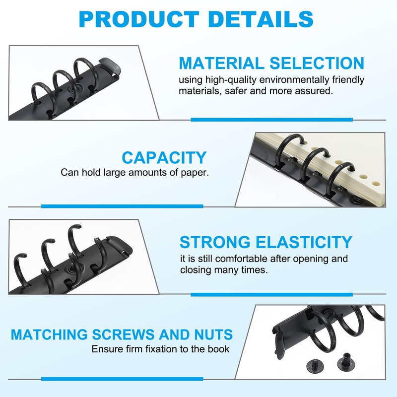 PATIKIL A6 6-Hole Ring Binder Mechanisms, 4 Set Binder Spines