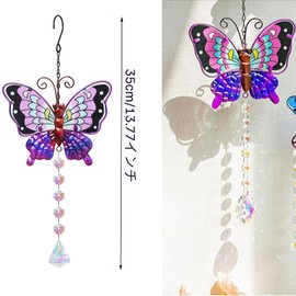 2pcs Butterfly Sun Catcher Crystal Pendant,Stained Glass Window Cremation Ornaments,Pendant Butterfly Chandelier Prismem for Home Office Garden Decoration,Crystal Prismatic Decoration(Green+Purple)