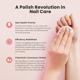 Remoov Fast-Acting Nail Polish Remover Acetone Free, Instant Regular & 5-Min Gel Polish Eraser, Promotes Nail Health