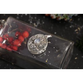 Windalf Bohemia Moonstone Jewellery Pendant Dana 3.2 cm Photo Locket Moonstone Handmade 925 Sterling Silver, Sterling Silver, Moonstone