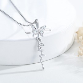 Freesloth Butterfly Faith Cross Necklace for Women 925 Sterling Silver Butterfly Pendant Cross Jewelry Valentine's Day Gifts