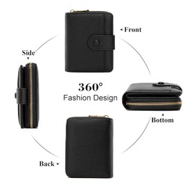 CHAOFANXI Small Purses for Women, Card Holder Ladies Wallets, Bifold Leather Card Wallet Organizer, RFID Blocking Wallet for Women with Zipper Coin Pocket with Multiple Card Slots, Burgundy