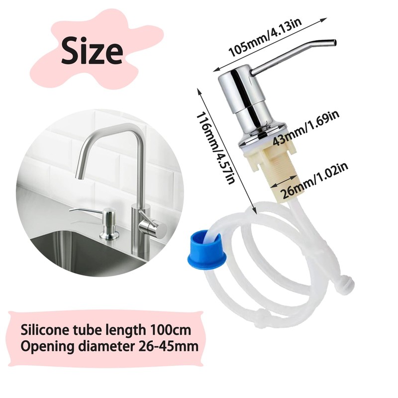 Kitchen Sink Soap Dispenser Pump - Stainless Steel Countertop Dish